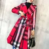 Kvinnor Plaid Coat Womens Mid Length Korean Version 2023 Spring and Autumn New Coat Womens Suit Windbreaker Womens Slim Fit Dignified and Atmospheric