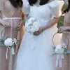 Fiori decorativi bouquet a cerchio dorato damigella per dono per la cerimonia della doccia da sposa da sposa artificiale artificia