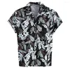 Men's Casual Shirts Printed Mens' Beach Blouses Short Sleeved Cardigan Lapel Thin Tops Summer Fashion Shirt Top Blouse Ropa Hombre