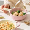 Bowls INS Cream Wind Soup Bowl Household Ceramic Fruit High Temperature Resistant Dinner Set 2 Sided Handle Utensils For Kitchen