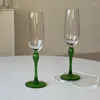 Verres à vin 1pcs champagne à l'ancienne verge verte gobelet domestique émeraude émeraude mousseuse de barre de barre