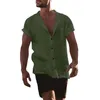 Camisas casuais masculinas impressam o verão do verão, sólido cardigan de praia solto camisa de bolso de mangas curtas respirável para homem