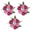 Fiori decorativi 3 pezzi Anello di fiori artificiale Ghirlanda rosa Tè Light Tavolo da sposa centrotavola