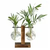 Vases de plante hydroponique Bulbe de fleur vintage pot transparent Vase Vase Bois Berce de table plantes de table