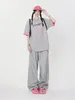 Frauenhose Deeptown Y2K Gorpcore Grey Track Frauen Streetwear Hip Hop Hop Marine Blue Sporthosen Übergroße Vintage Kpop Jogginghose