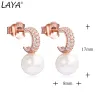 Earrings Laya 925 Sterling Silver High Quality Zircon True Natural Freshwater Pearl Earrings For Women Jewelry 2021 Trend