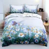 3D Design Flower Duvet Cover Sets King Queen Twin Size Floral Print Bedding Set Bedroom Decor Dark Gold Flowers for Girls Women 240401