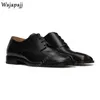 Chaussures décontractées mode tabi orteil en cuir masculin lace en haut carré talon bas talon de style homme d'automne noir argent noir LeasUire