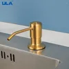 Dispensateur de savon liquide ULA Gold Kitchen Évier de bouteille de bouteille en acier inoxydable