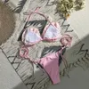 Solid Halter Swimwear Women Women Sexy 3D Flower Swimsuit Bikini Set Bandage Battleing Abita Biquini 240322