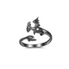 Klusterringar trendiga svarta drake ring kvinnors smycken valentins dag estetiska djur justerbar dinosaurie juvelrypartygiftwholesale