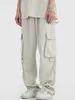 Herrenhose Houzhou Cargo für Männer Hip Hop Weiße Hosen Männliche Vintage Japanische Streetwear Lose Casual Safari Style Tasche Reißverschluss