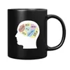 Tazze tazze da caffè sensibili al calore 330 ml di colore che cambia tazza in ceramica con batteria il bulbo cerebrale tè calore