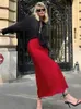 Saias instantam uma saia de cetim sexy Red Streetwear STREENSENS TREW 2024 VERMELHO SUMPLO LOITE DE ESPERADA LADA LADA LADA