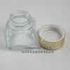 Storage Bottles 15g Clear Square Glass Cream Jar With Shiny Gold Lid Cosmetic Packing For Sample/eye Mini Bottle