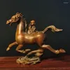 Decorative Figurines Yellow Copper Horse Back Monkey Statue Ornament Home Decoration Accessories Living Room Office Desk Miniature