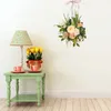 Decorative Flowers Wall Hanging Spring Decoration Wreath Garland Realistic Green Twigs Leaves Wedding Ceremony PVC Silk Cloth Flower Pendant