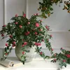 Decorative Flowers Weather-resistant Flower Decoration Realistic Hanging Artificial Rose Green Plant For Home Wedding Decor Long-lasting