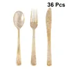 Disposable Flatware 2 Sets Of 36pcs Cutlery Plastic Glittering Utensils Wedding Party Tableware ( Fork Spoon For Each 12pcs)