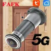 Kameror 5G Tuya Door Eye Hole Security 1080p HD 1,44 mm Lens vid vinkel FISKEYE CCTV Network Mini Peephole Door WiFi IP P2P Camera