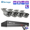 System Techage 8CH 4MP H.265 HD POE NVR KIT CCTV -Sicherheitssystem 1080p IR Outdoor Twoway Audio -Datensatz IP -Kamera -Videoüberwachung Set