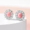 Orecchini per borchie Pansysen Romantico 925 Sterling Silver 7 9mm Oval Natural Pink Conch Shell Gem per donne Fare di matrimonio Fine gioielli