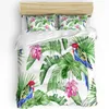 Bedding Sets Green Parrot Animal Tropical Plant Flower 3pcs Set For Double Bed Home Textile Duvet Cover Quilt Pillowcase