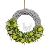 Decorative Flowers 25cm Easter Wreath 2d Acrylic Flat Pendant Spring Party Holiday Home Decoration Wall Color Hanging Ornament