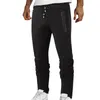 Men's Pants Cotton Lace-Up Zipper Pocket Men Casual Mid-Waist Baggy Sweatpants Solid Man Trousers Y2k Clothes Pantalones Gym Work