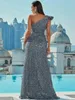 Designer Designer Segreta senza maniche Sleeveless Segreta Silver Abito da sera a figura intera