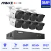 Pincéis Annke 8CH FHD 5MP Poe Network Video Security System H.265+ 6MP NVR com câmeras de vigilância de vídeo de 5MP Câmera de gravação de áudio IP