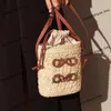 Роскошная дизайнерская сумка женская пляжная сумочка французская соломенная тканая сумка 2024 Новая низкая рука ручной работы женская вода ведро с одним плечом кросс -тел маленький сумка