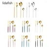 أدوات Flatware مجموعات Lidafish 4pcs ملعقة ذهبية وشوكية