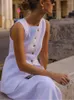 Arbeitskleider elegante ärmellose Weste Rock Sets Women Square Kragen Single Breaced Pocket Tops Weiße lange Röcke 2024 Frühlingsdame Outfits