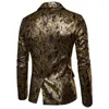 Mens Golden Floral Blazer Business Casual Abito da sposa Abito da sposa Gold Coats Giane 240329