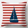 Pillow Marine Style Decor de casa estampada Proda quadrada Sofá Quarto da sala de estar de 45 cm x capa decorativa