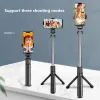 Monopods Lemfo Bluetooth Wireless Selless Selleie Stick Mini statyw rozszerzony z Light Light Remote Shutter na iOS Android Telefon transmisja na żywo