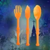 Posate usa e getta 3 cucchiai di forcella set regali da tavolo cucchiaio per la festa arancione arancione