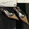 Dress Shoes Stylish Leopard Women Slingback Cutouts Low Heels Pointed Toe Buckle Strap Printed Pumps Drop