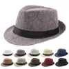 Berets Gentleman Bowler Chapeaux Fashion Retro Men Fedoras Adult Classic Chapeau Male Sun Outdoor Old Man Wide Brim Hat