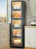 Kitchen Storage Cabinet Floor Slit Shelf Locker Multilayer Microwave Oven With Flip Door Home Furniture