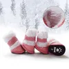 Hundekleidung 4pcs/Set niedliche Stiefel im Freien Schnee Walking Nicht-Schlupf-Welpen-Turnschuhe liefert Chihuahua Teddy Winter Warm Schuhe