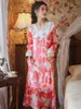 Ev Giyim Kadınları İlkbahar Yaz Dantel Meyh Baskı Pluffles Plagwear Prenses Gece Elbise Nightgown Victoria Seksi Vintage Nightwear