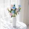 Dekorative Blumen 3 Köpfe künstliche weiße Seidenrosen Braut lange Bouquet Peonies Blume Vase DIY Home Decor Hochzeitstisch Mittelstücke