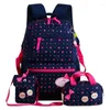 침구 세트 여자 아이 스쿨 가방을위한 배낭 3 pcs/set schoorbag ​​큰 용량 도트 인쇄 배낭 귀여운 Mochila Light Bag