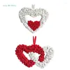 Fleurs décoratives doubles amour coeur Couronne Couple Cadeau de décoration suspendue pour le mur de porte de fenêtre C9ga