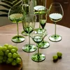 Wine Glasses Vintage Green Glass Tall Cups INS Famous Champagne Home High Aesthetic Drinking Restaurant Red Cup