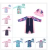 Swimwear Ere Girls Beachwear Robe Baby Swimwear Costumes de natation florale en un morceau de maillot de bain avec chapeau