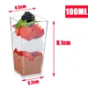 Disposable Cups Straws 50Pack Mini Dessert With Spoons 3oz Square Tall Clear Plastic Shooters Party Serving Tumbler For Parfait Ap