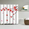 Shower Curtains Peach Blossom Bathing Curtain Bathroom Waterproof With 12 Hooks Home Deco Free Ship